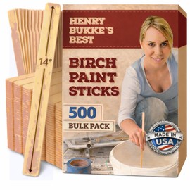 Henry Bukke's Best Birch Paint Sticks, 50-Pack, 14 Inch – Clean & Smooth for Automotive, Industrial, Beauty, Art & Craft Projects, Made in USA
