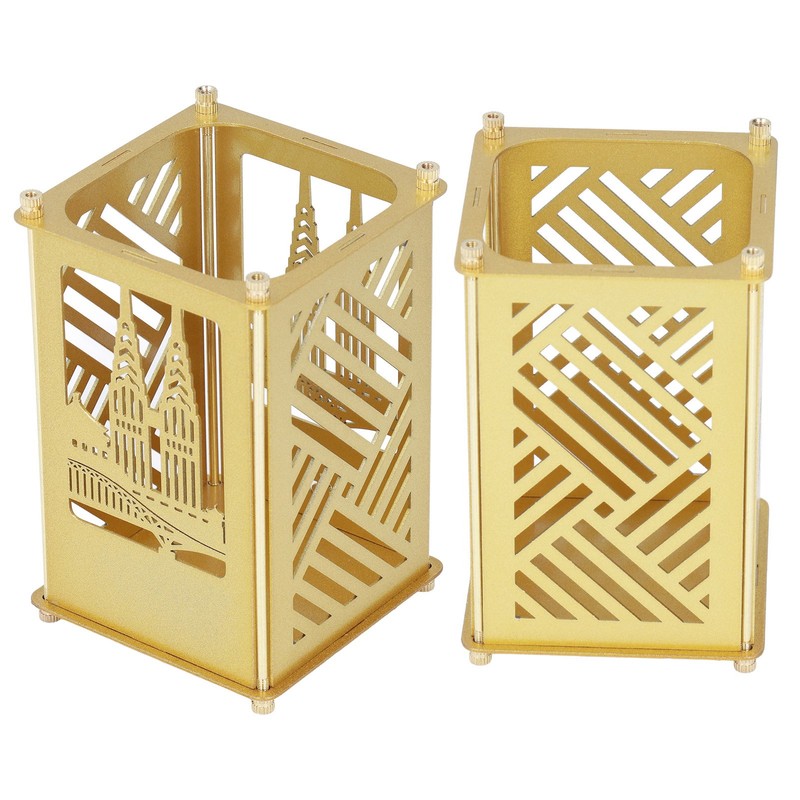 Metal Pen Holder Multifunctional Easy Assembly Glossy Golden Surface Plating