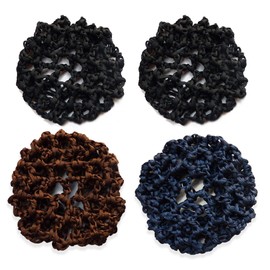VBSJAH Pack of 4 Bun Net Hair Net Bun Hairstyle Aid Fabric Knot Net for Gymnastics Rhythmic Sports Gymnastics Ballet Riding Figure Skating Dance Knot Net