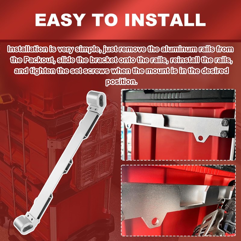seork Tool Rail Mount Threaded Rails Fits for Milwaukee Packout