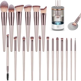 Brochas de Maquillaje 18 Piezas Set, para Maquillaje Profesional Juego de Brochas,automático limpiador eléctrico de brochas