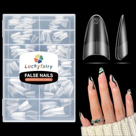 Almond Gel x Nail Tips Double Sided Matte Medium Almond Nail Tips Half Cover 240pcs for Almond Shape Fake False Acrylic Press On Nails 12 Sizes for Gel Nail Extentions, Luckyfairy