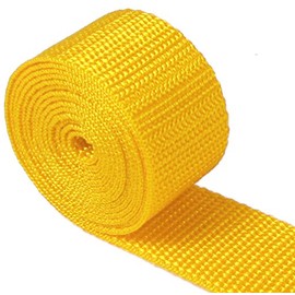 HipGirl 1 1/4 Inch Yellow Gold Polypro Webbing, 5 Yards, for Craft, DIY Key Chain Fob, Yoga Strap, Tote, Bag Handle, Backpack Strap, Belt, Leash, Outdoor Chair and Furniture