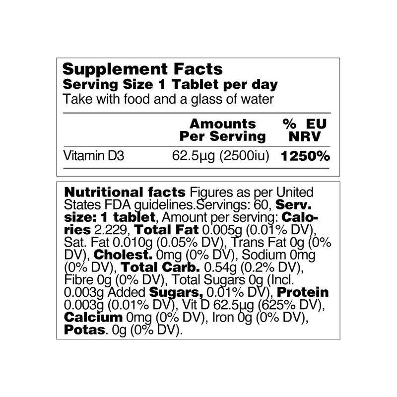Vegetology Vegan Vitamin D3 2500iu Chewable Tablets - Vegan and