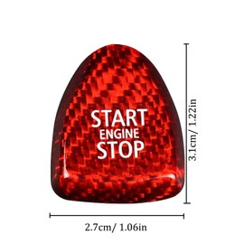 Youzzei MINI Cooper Start Stop Button Cover, Carbon Fiber Car Engine Start Stop Button Cover for MINI Cooper F54 F55 F56 F57 F60 Car Start Button Protective Cap, Mini F56 Engine Cover - Red