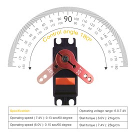 EMSea DS3225 25KG Full Metal Digital Servo 25T Arm Accessories Set for RC Car Robot Waterproof High Torque 180 Rotation