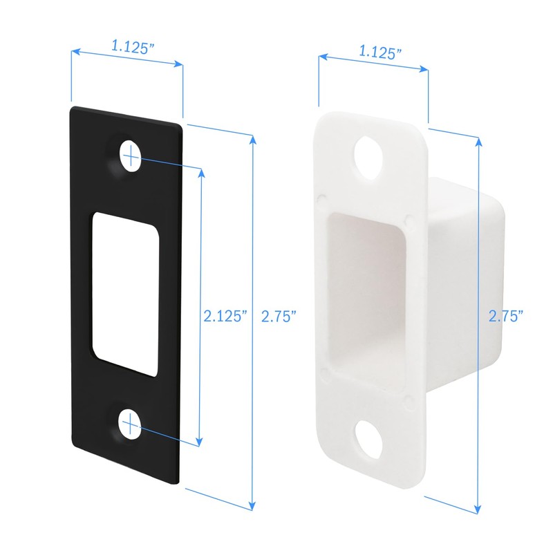 Nuk3y Deadbolt Strike Plate Square Corner 1-1/8"" x 2-3/4"" with
