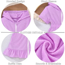 2T Toddler Girls Swim Cover Up Swimsuit Hooded Coverup Zip Up 2-3T Purple