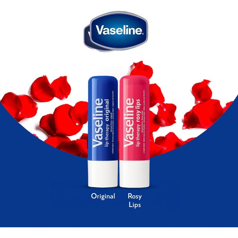 Vaseline- Paquete variado de 4 bálsamos labiales hidratantes Lip Therapy