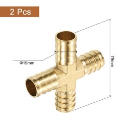 QUARKZMAN 2 pieces brass 4-way pipe fitting, 3/4 inch (19 mm) cross piece barb union screw connection pipe adapter for water/fuel/air transport connecting pipelines