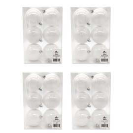 Plastic Christmas Bauble Diameter 8 cm White Decorative Bauble Christmas Tree Decoration Painting DIY 4 Sets - 24 Pieces