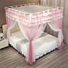 NXGIO Bed Canopy Curtain Double Layer 4 Corners Post Lace