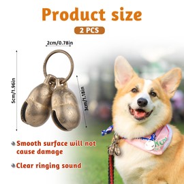 4 PCS Brass Dog Bell for Collar, Copper Dog Bells for Pet Collars Extra Loud Bells for Dogs Training to Go Outside Noise Maker Anti-Theft Dogs Bell for Pets Tracking Anti Lost Training Accessories