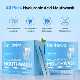 Travel Size Mouthwash with Hyaluronic Acid – Alcohol-Free and Fluoride-Free – Probiotics for Fresh Breath and Dry Mouth Relief – Xylitol Prevents Cavities – 40 Strips, 0.46 Fluid Ounces Each
