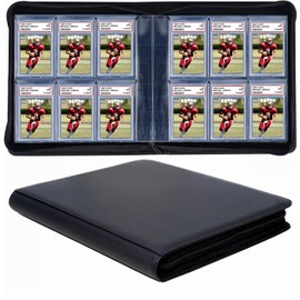 60 Pockets Graded Card Binder, Toploading PSA Slab Holder Album, PU Leather Graded Card Storage Binder, Premium 6 Pocket PSA Card Binder Album with Sleeves (Black)
