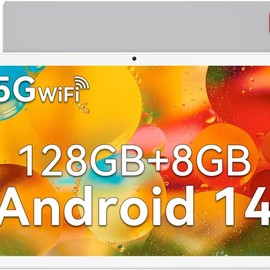 2025 Latest Tablet Android 14 Tablets 10 Inch, 128GB ROM+8GB RAM (4+4 Virtual)+512GB Expandable, Octa-Core Processor, 10 Inch Tablet with 5G WiFi, 7000mAh Battery Tablet PC, Dual Camera, BT5.0 - Color: silver