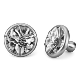 Rergy 12 Pack Cabinet Knobs for Drawer Dresser Closet, Flower Shape Brushed Satin Nickel Drawer Knob, Silver Cabinets Hardware, Pulls Handles Single Hole