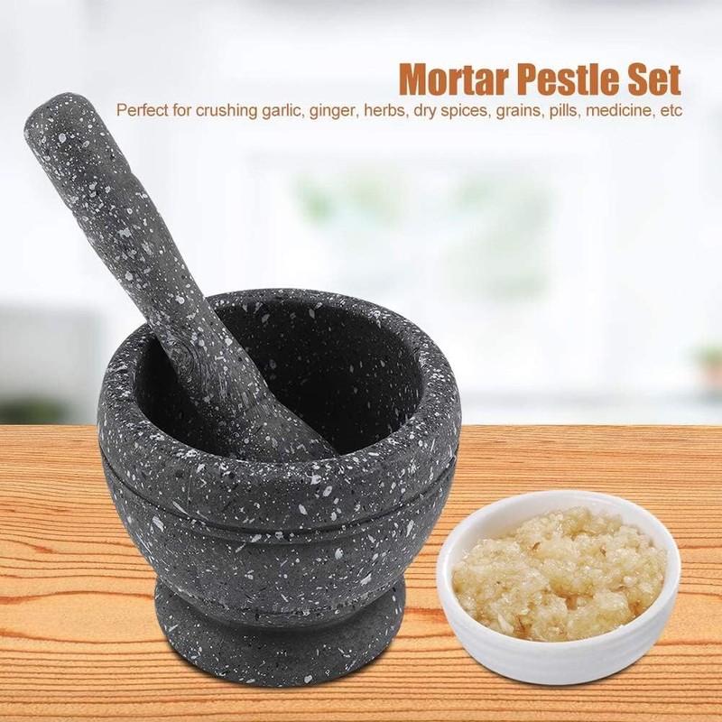 Mortar and Pestle, Grinding Bowl with Rod Hammer, Sauce, Garlic