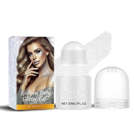 Roll-on Body Glitter Gel, Body Glitter Gel, Glitter Body Pen, Holographic Body Glitter Gel, for Body Face Hair, Glitter Make-up, Sparkling Body Lotion for Festivals and Parties (White)