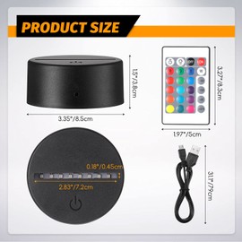 Tuanse 48 Pieces 3D Night LED Light Lamp Base, 16 Colors LED Display Base with Remote Control and USB Cable, Christmas Decorative Light Lamp Base Stand for Acrylic, Restaurant Room Shop, Black Color