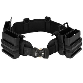 Iififun Clip Magazine Holder Quick Pull Box Clip Magazine Pouch with Tactical Belt for Nerf Tactics, Nerf Magazine (Black)