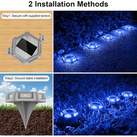 CREPOW Solar Deck Lights Driveway Dock Lights 4 Pack, Waterproof Outdoor Solar Powered LED Driveway Marker Light Aluminum Warning Step Light for Sidewalk, Garden Pathway, Walkway, Yard, Marine (Blue)