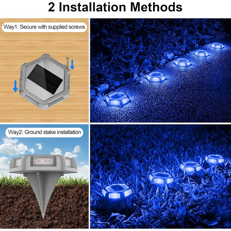 CREPOW Solar Deck Lights Driveway Dock Lights 4 Pack, Waterproof