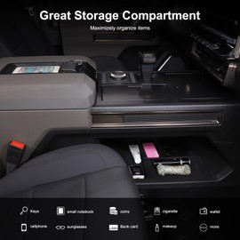 for Hummer EV Accessories Lower Console Organizer Armrest Tray Set SUV Pickup ABS Center Consoles Storage Box Tray and Armrest Organizer Compatible with Hummer EV 2023-2025