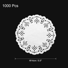 sourcing map 1000 Pcs White Lace Paper Doilies 5.5 Inch Round Paper Doilies Tableware Disposable Paper Decorative Paper Placemats for Wedding, Birthday, Cakes, Desserts, Tableware Food