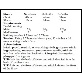 Knitting Pattern for Babies Round Neck Cardigan New-Born - (16") 41cm, 0-3mths - (18") 46cm, 3-6mths - (20") 51cm Chest, Baby Knitting Pattern, Double Knitting, KP614