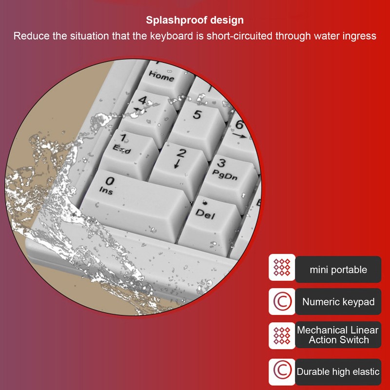 Mechanical Numpad 18 Keys Linear Action Switch USB Port Splashproof