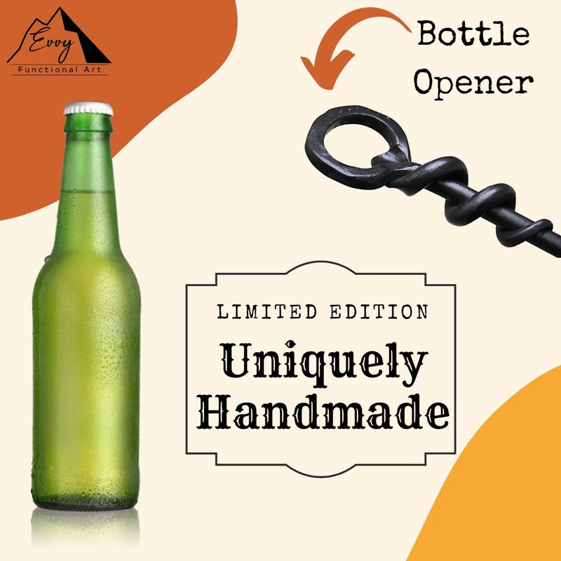 Evvy Hand Made Fire Pit Poker with Bottle Opener -