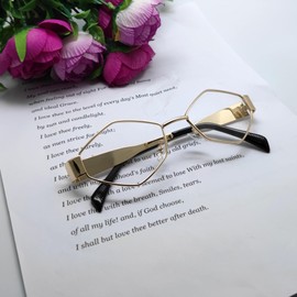 Mriendao Hexagon Sunglasses for Women Trendy 2024 Retro Designer Gold Metal Geometric Sun Glasses Shades UV Protection