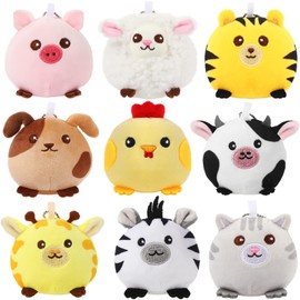 Skylety 9 Pcs Mini Plush Stuffed Animals Bulk 3.15 Inch Cute Soft Decompress Animals Plush Toys for Kids Baby Shower Birthday Charity Donation Gifts Classroom Prizes(Farm and Forest Animals)