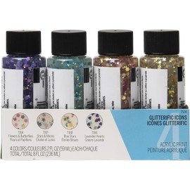 Plaid Enterprises, Inc. 7504 FolkArt Acrylic Craft Paint Set, Glitterific Icons, Set of 4, 2 fl oz