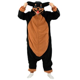 XIGUAGUO Rottweiler Dog Onesie Pajamas Cosplay Costume Adult Animal Pajamas for Men Women Girls Boys Teens, New Rottweiler Dog Onesie, X-Large