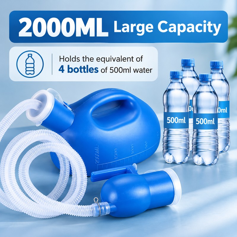 Portable Urinal Bottle with Tube for Bedside Use – 2000mL