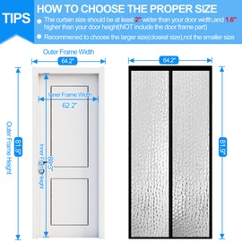 RELIANCER Magnetic Thermal Insulated Door Curtain,Waterproof EVA Door Cover,Fit Doors Size Up to 62"x80",Temperature Protection Insulated Doorway Curtain Partition,Patio Self-Closing Doors Net Screen