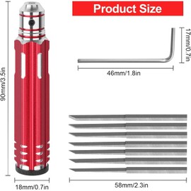 Craznick 7 In 1 Prime Model Scriber with 7 Blades Gundam Resin Carved Scribe Line Cutting Tool Chisel (0.1/0.2/0.4/0.6/0.8/1.0/2.0mm) Red