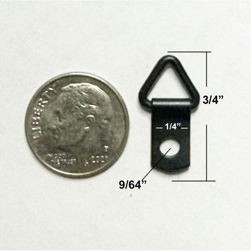 Mini Triangle Picture Hangers, 10 Count, Black, Extra Heavy Steel,