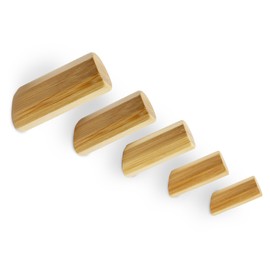 luXva® Bamboo Wall Hooks, Pack of 5, Stylish Wooden Coat Hooks for Jackets, Coats, Scarves, Handbags, Hats and More, Minimalist Coat Hooks, Natural Hooks