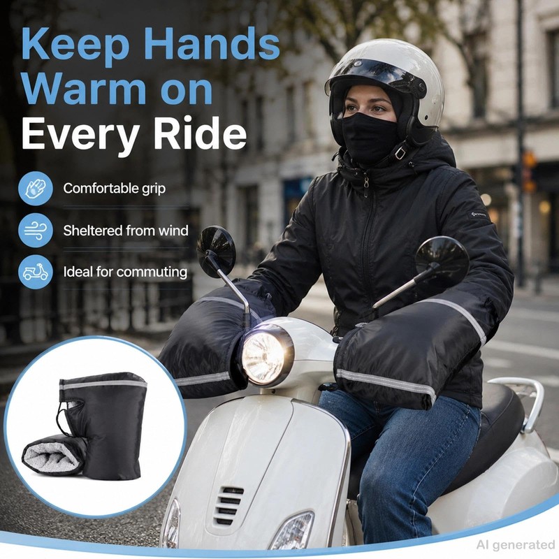 Zephanor Motorcycle Handlebar Muffs, Windproof Waterproof Motorbike Hand Warmer Gloves,