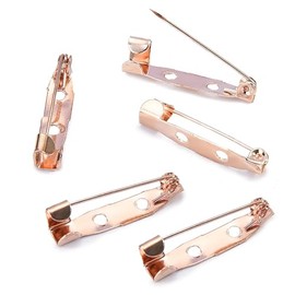 100 Pcs Brooch Pins, Metal Brooch Bar Pin with 2 Holes, Safety Pins for Badge Making DIY, Rose Gold 35mm