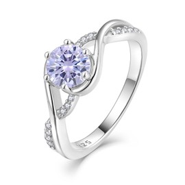 CARICY Women Ring,925 Sterling Silver Infinity Promise Ring Alexandrite June Birthstone Jewelry Ring for Women Engagement Ring Size 10