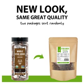 Soeos Organic Star Anise, Whole Star Anise 4 oz (114g), Chinese Star Anise Pods, Star Anise Organic Whole, Non-GMO Verified, Dried Star Anise for Beverages, Cooking, Baking