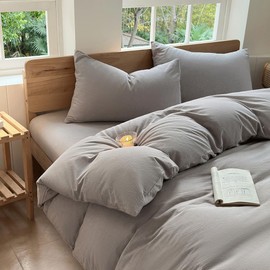 100% Washed Cotton Weighted Blanket Cover, Linen Feel Duvet Cover for Weighted Blanket 80"x87", Plain Simple Cotton Heavy Blanket Duvet Cover (Tan, 80"x87")