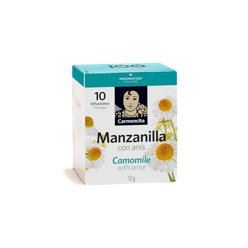 Carmencita. Chamomile with Anise infusion (10 teabags). 13g (0.46oz). Pack