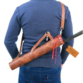 Brown Leather Quiver Traditional Leather Archery Quiver Arrow Holder Waist/Hip Hanging Shoulder Bag Shooting Hunting Shoulder Strap Adjustable Waist Bag