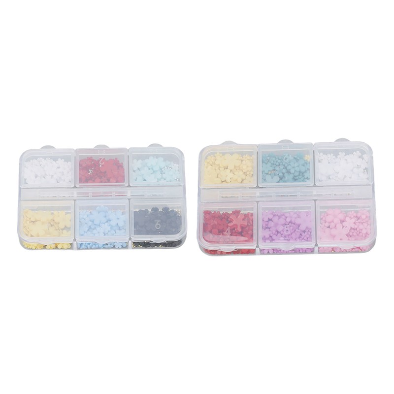 2 Boxes 12 Grids 3D Flower Nail Charms Resin DIY