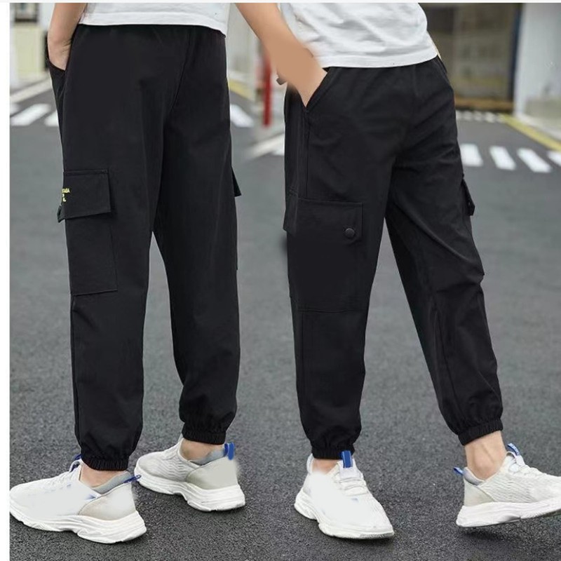 Boy Pants Quick Dry Breathable Cool Feeling Multi Pockets Casual